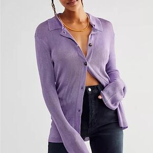 Free People H2O cardi glowing grape